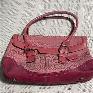 Coach Pink and Burgundy Shoulder Bag
